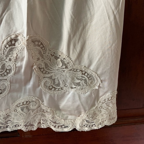Vintage 1950s Slip Small White Ivory Nylon Lingerie Underskirt Lace Rockabilly - Picture 5 of 10